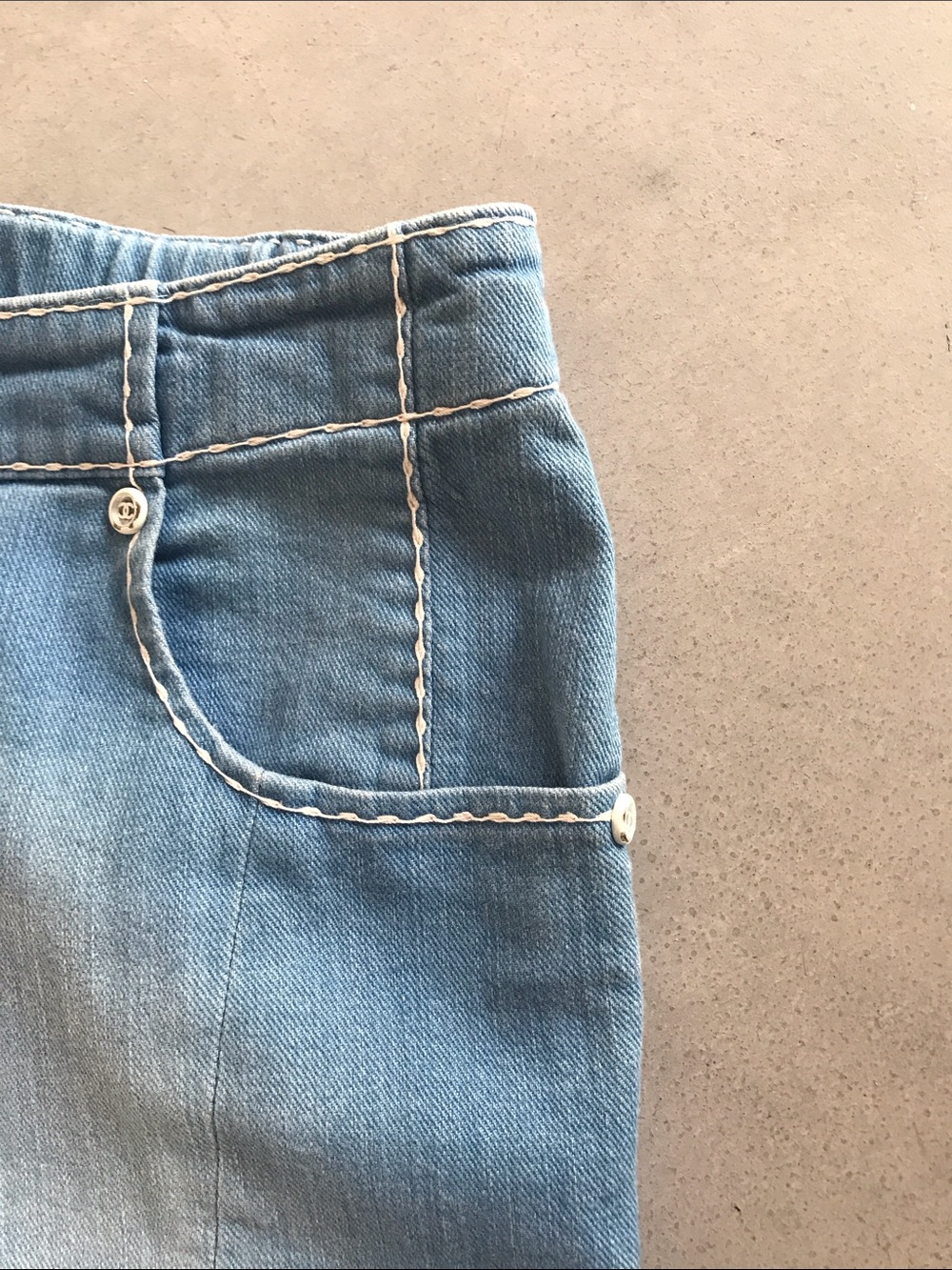 CHANEL Light Wash Wide Leg Jeans — Pale Blue Denim - Picture 6 of 16